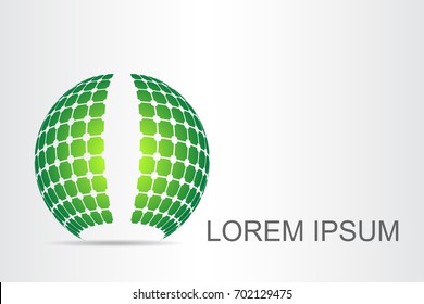Logo stylized spherical surface with abstract shapes. This logo is suitable for global company, world technologies, media and publicity agencies 