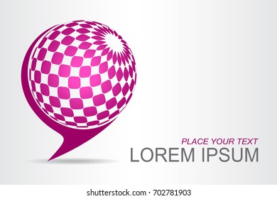 Logo stylized spherical surface with abstract shapes. This logo is suitable for global company, world technologies, media and publicity agencies 