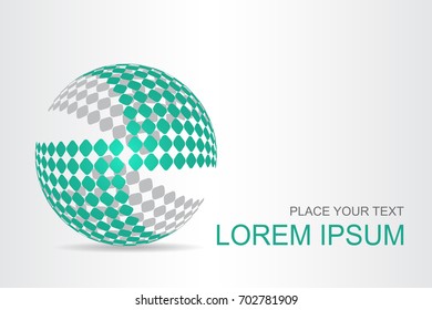 Logo stylized spherical surface with abstract shapes. This logo is suitable for global company, world technologies, media and publicity agencies 