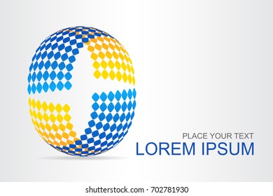 Logo stylized spherical surface with abstract shapes. This logo is suitable for global company, world technologies, media and publicity agencies 