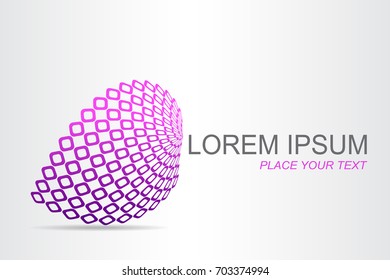 Logo stylized spherical surface with abstract shapes. This logo is suitable for global company, world technologies, media and publicity agencies 