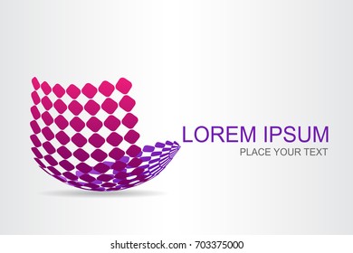 Logo stylized spherical surface with abstract shapes. This logo is suitable for global company, world technologies, media and publicity agencies 