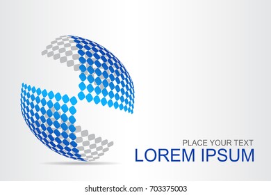 Logo stylized spherical surface with abstract shapes. This logo is suitable for global company, world technologies, media and publicity agencies 