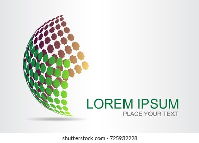Logo stylized spherical surface with abstract shapes. This logo is suitable for global company, world technologies, media and publicity agencies 
