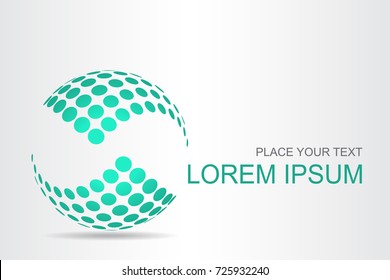 Logo stylized spherical surface with abstract shapes. This logo is suitable for global company, world technologies, media and publicity agencies 