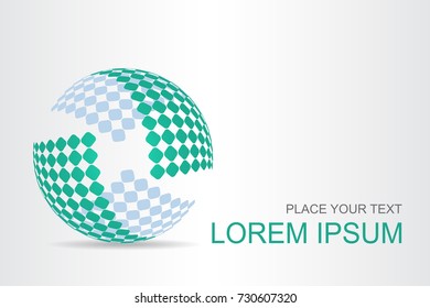 Logo stylized spherical surface with abstract shapes. This logo is suitable for global company, world technologies, media and publicity agencies 