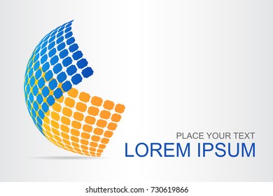 Logo stylized spherical surface with abstract shapes. This logo is suitable for global company, world technologies, media and publicity agencies 