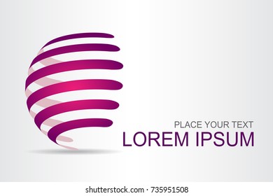 Logo stylized spherical surface with abstract shapes. This logo is suitable for global company, world technologies, media and publicity agencies 