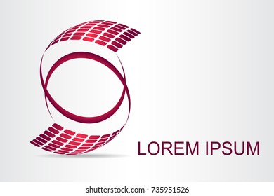 Logo stylized spherical surface with abstract shapes. This logo is suitable for global company, world technologies, media and publicity agencies 