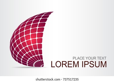 Logo stylized spherical surface with abstract shapes. This logo is suitable for global company, world technologies, media and publicity agencies 