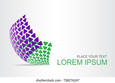 Logo stylized spherical surface with abstract shapes. This logo is suitable for global company, world technologies, media and publicity agencies 