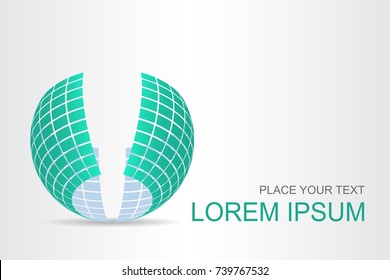 Logo stylized spherical surface with abstract shapes. This logo is suitable for global company, world technologies, media and publicity agencies 