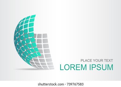 Logo stylized spherical surface with abstract shapes. This logo is suitable for global company, world technologies, media and publicity agencies 