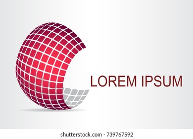 Logo stylized spherical surface with abstract shapes. This logo is suitable for global company, world technologies, media and publicity agencies 