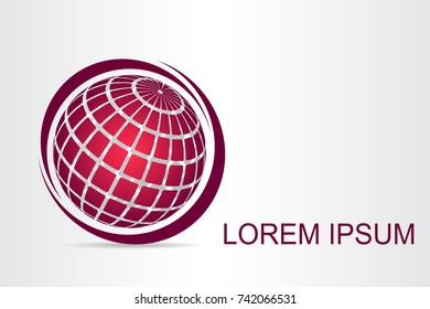 Logo stylized spherical surface with abstract shapes. This logo is suitable for global company, world technologies, media and publicity agencies 