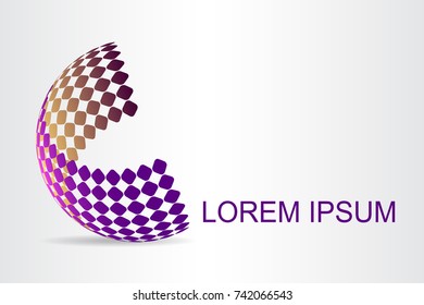 Logo stylized spherical surface with abstract shapes. This logo is suitable for global company, world technologies, media and publicity agencies 