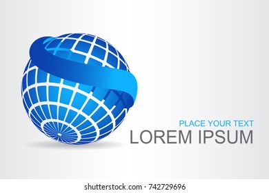 Logo stylized spherical surface with abstract shapes. This logo is suitable for global company, world technologies, media and publicity agencies 