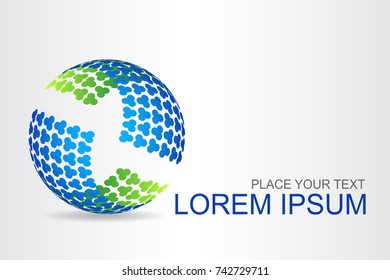 Logo stylized spherical surface with abstract shapes. This logo is suitable for global company, world technologies, media and publicity agencies 