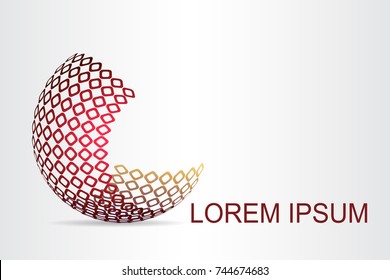 Logo stylized spherical surface with abstract shapes. This logo is suitable for global company, world technologies, media and publicity agencies 