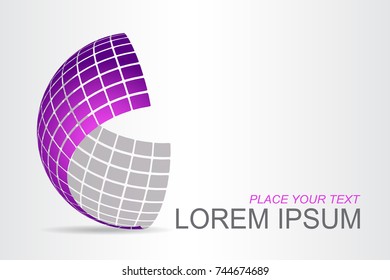 Logo stylized spherical surface with abstract shapes. This logo is suitable for global company, world technologies, media and publicity agencies 