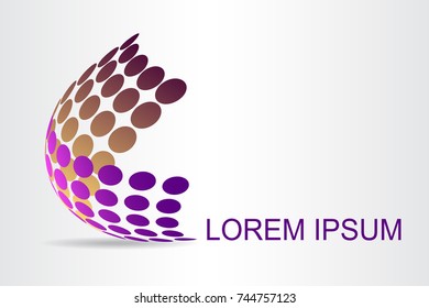 Logo stylized spherical surface with abstract shapes. This logo is suitable for global company, world technologies, media and publicity agencies 