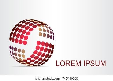Logo stylized spherical surface with abstract shapes. This logo is suitable for global company, world technologies, media and publicity agencies 