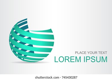 Logo stylized spherical surface with abstract shapes. This logo is suitable for global company, world technologies, media and publicity agencies 