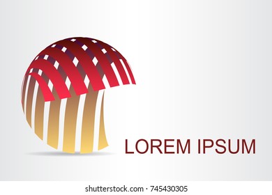 Logo stylized spherical surface with abstract shapes. This logo is suitable for global company, world technologies, media and publicity agencies 