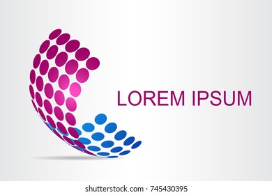 Logo stylized spherical surface with abstract shapes. This logo is suitable for global company, world technologies, media and publicity agencies 