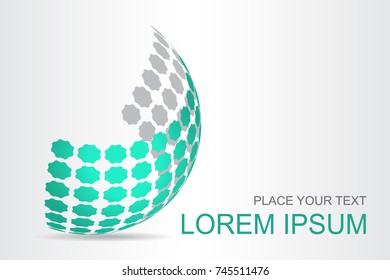 Logo stylized spherical surface with abstract shapes. This logo is suitable for global company, world technologies, media and publicity agencies 