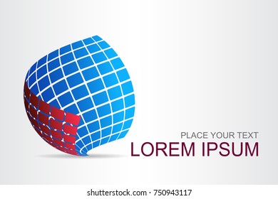 Logo stylized spherical surface with abstract shapes. This logo is suitable for global company, world technologies, media and publicity agencies 