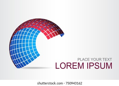 Logo stylized spherical surface with abstract shapes. This logo is suitable for global company, world technologies, media and publicity agencies 