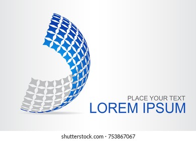 Logo stylized spherical surface with abstract shapes. This logo is suitable for global company, world technologies, media and publicity agencies 