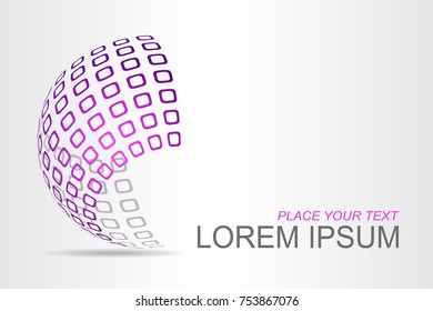 Logo stylized spherical surface with abstract shapes. This logo is suitable for global company, world technologies, media and publicity agencies 