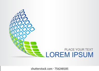 Logo stylized spherical surface with abstract shapes. This logo is suitable for global company, world technologies, media and publicity agencies 