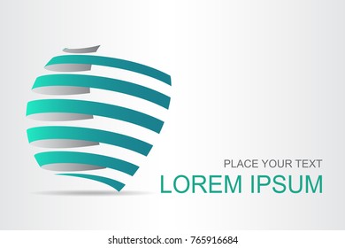 Logo stylized spherical surface with abstract shapes. This logo is suitable for global company, world technologies, media and publicity agencies 