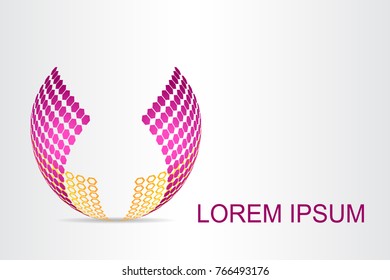 Logo stylized spherical surface with abstract shapes. This logo is suitable for global company, world technologies, media and publicity agencies 