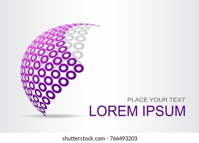 Logo stylized spherical surface with abstract shapes. This logo is suitable for global company, world technologies, media and publicity agencies 