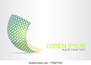 Logo stylized spherical surface with abstract shapes. This logo is suitable for global company, world technologies, media and publicity agencies 