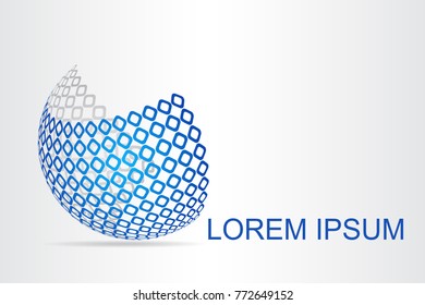 Logo stylized spherical surface with abstract shapes. This logo is suitable for global company, world technologies, media and publicity agencies 
