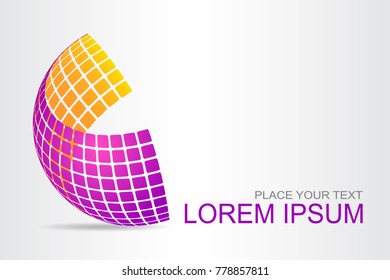 Logo stylized spherical surface with abstract shapes. This logo is suitable for global company, world technologies, media and publicity agencies 