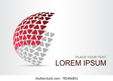 Logo stylized spherical surface with abstract shapes. This logo is suitable for global company, world technologies, media and publicity agencies 