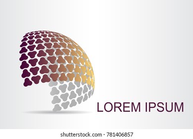 Logo stylized spherical surface with abstract shapes. This logo is suitable for global company, world technologies, media and publicity agencies 