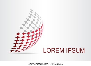 Logo stylized spherical surface with abstract shapes. This logo is suitable for global company, world technologies, media and publicity agencies 