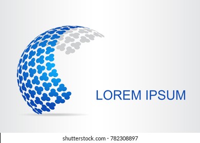 Logo stylized spherical surface with abstract shapes. This logo is suitable for global company, world technologies, media and publicity agencies 