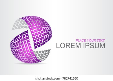 Logo stylized spherical surface with abstract shapes. This logo is suitable for global company, world technologies, media and publicity agencies 
