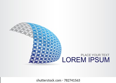 Logo stylized spherical surface with abstract shapes. This logo is suitable for global company, world technologies, media and publicity agencies 