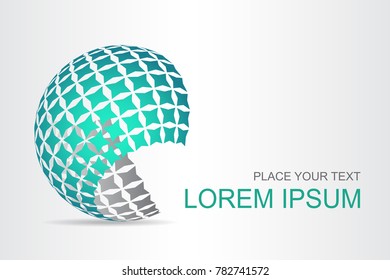 Logo stylized spherical surface with abstract shapes. This logo is suitable for global company, world technologies, media and publicity agencies 