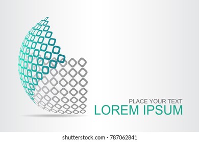 Logo stylized spherical surface with abstract shapes. This logo is suitable for global company, world technologies, media and publicity agencies 