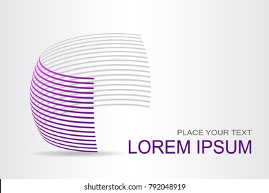 Logo stylized spherical surface with abstract shapes. This logo is suitable for global company, world technologies, media and publicity agencies 